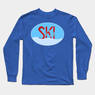 Ski Red Skis Snow In Oval Long Sleeve T-Shirt